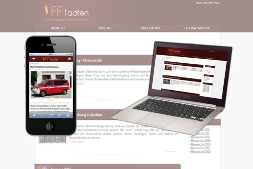 Die neue Website der FF Tadten